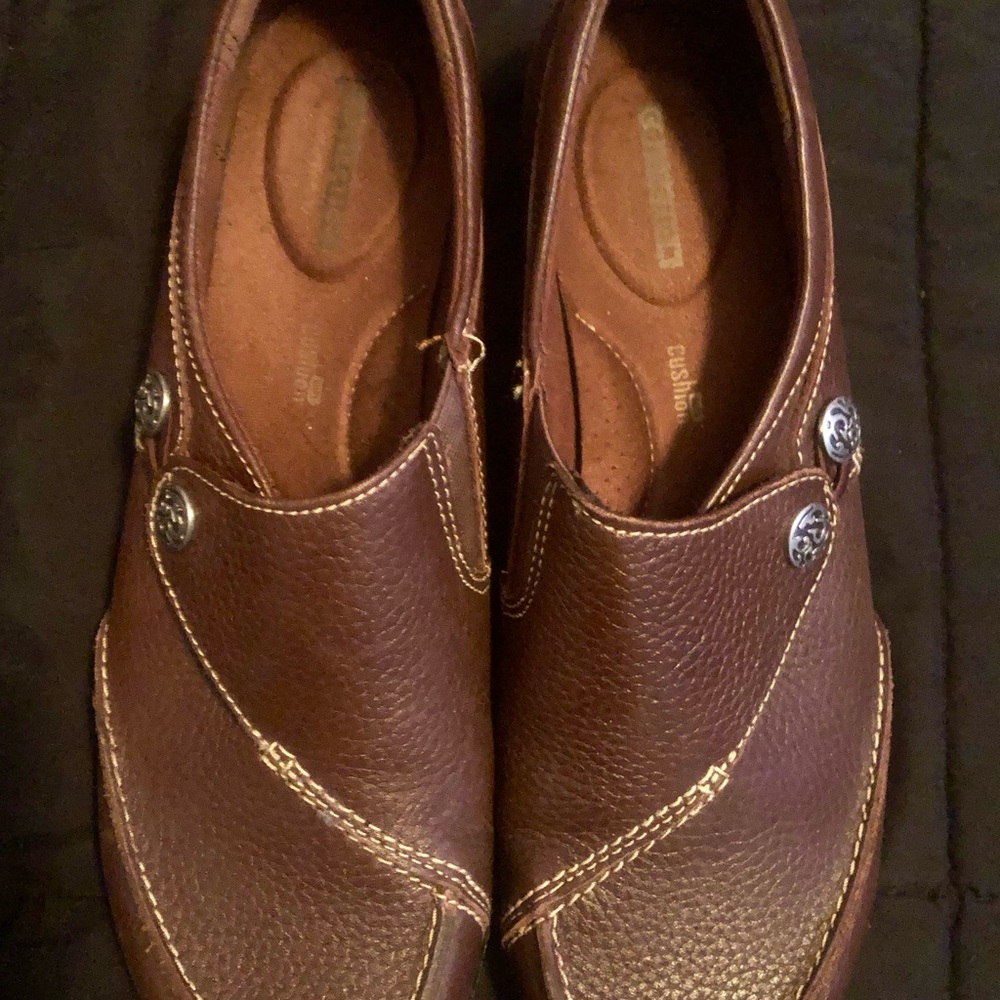Clarks Brown Leather Slip-On Casual Shoes